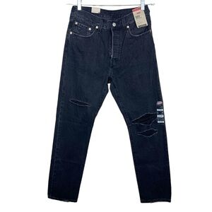 Levi’s Womens 501 Black Distressed High Rise Straight Leg Jeans Size 27x30